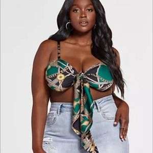 Ftf Scarf Print Tie Top